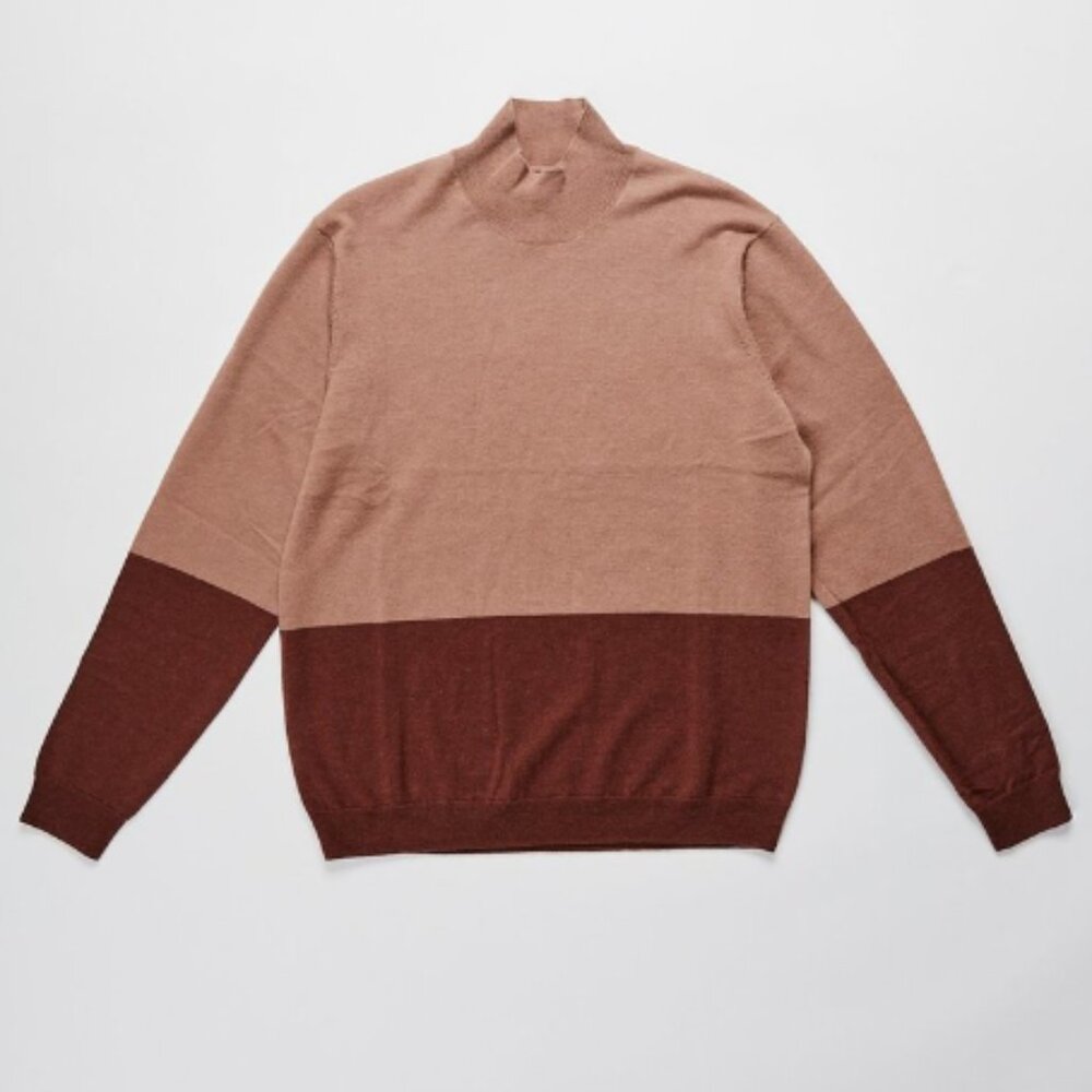 Paige Wayne Colorblock Mock Neck Sweater, Wool - Mens Medium (can be Unisex)